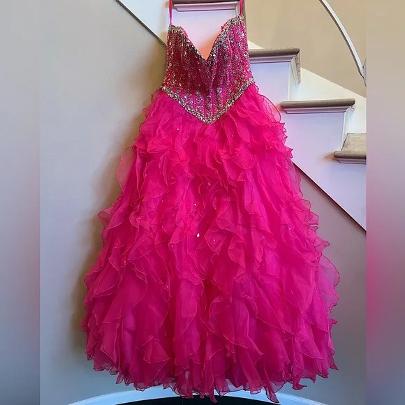 Mori Lee Dresses | Hot Pink Mori Lee Ball Gown Style Dress | Color: Pink | Size: 5/6 | Ashleymica09's Closet